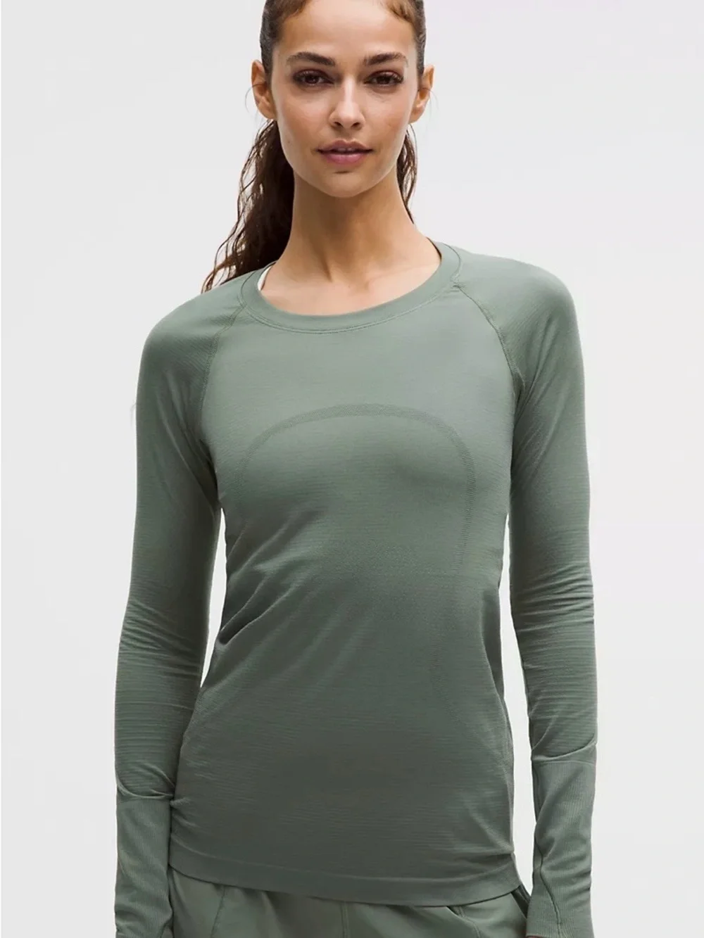 lululemon athletica Long-Sleeve Crew Top in Sage Green